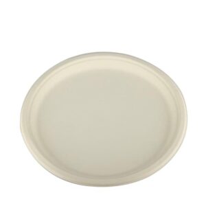 GLAZE&SHINE Bagasse Round Plates, 11 inch, 25 Pack, Biodegradable Disposable Dinnerware, Beige