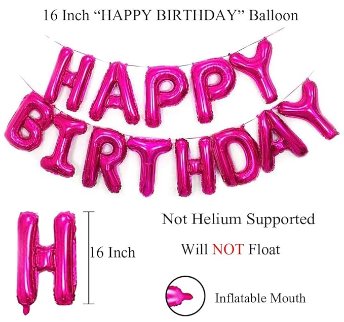 GLAZE&SHINE Happy Birthday Foil Balloons Banner – 13 Golden Letters, Reusable Metallic Alphabet Balloons, Decoration Set for Boys, Girls, Kids, Adults – 16 Inch Size (Silver) - Image 12
