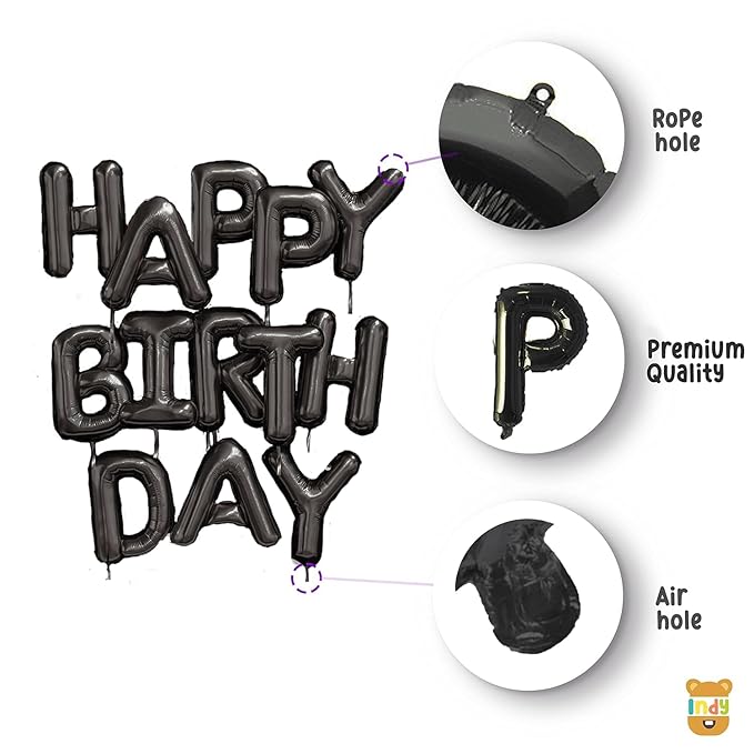 GLAZE&SHINE Happy Birthday Foil Balloons Banner – 13 Golden Letters, Reusable Metallic Alphabet Balloons, Decoration Set for Boys, Girls, Kids, Adults – 16 Inch Size (Silver) - Image 21