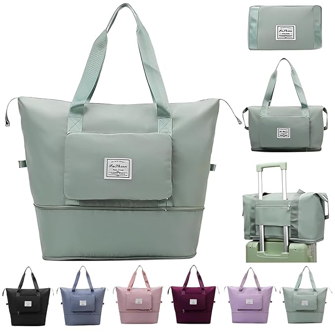 GLAZE&SHINE 41L Expandable Travel Duffel Bag, Waterproof Foldable Handbag, Large Carry-on Luggage, Multicolour - Image 5