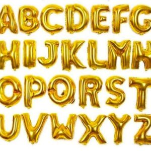 GLAZE&SHINE Gold Letter Balloons, 16-inch Alphabet A-Z, Metallic Foil Party Decorations (R)