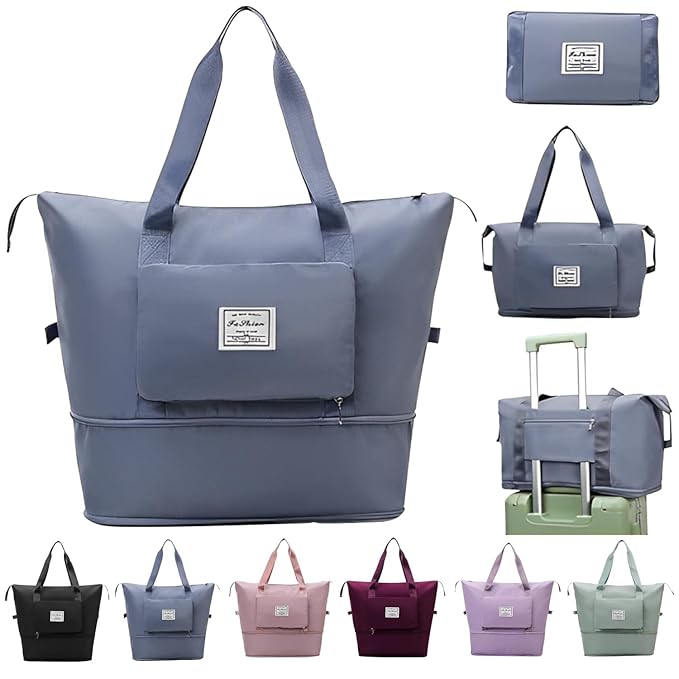 GLAZE&SHINE 41L Expandable Travel Duffel Bag, Waterproof Foldable Handbag, Large Carry-on Luggage, Multicolour - Image 6