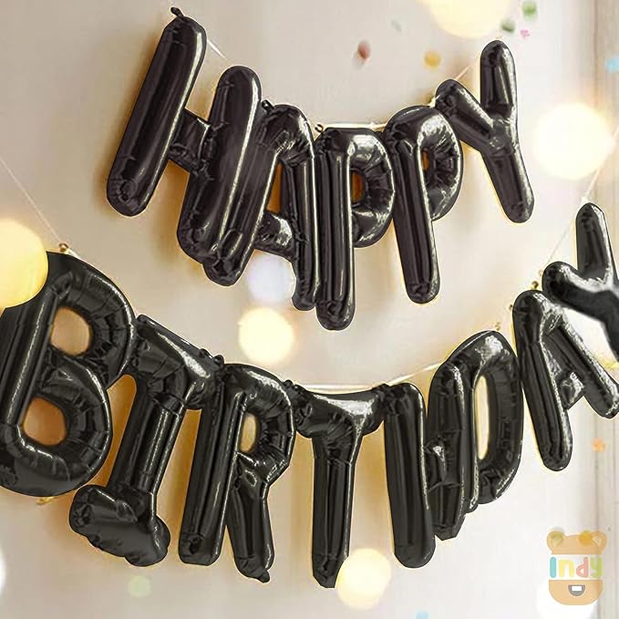 GLAZE&SHINE Happy Birthday Foil Balloons Banner – 13 Golden Letters, Reusable Metallic Alphabet Balloons, Decoration Set for Boys, Girls, Kids, Adults – 16 Inch Size (Silver) - Image 22