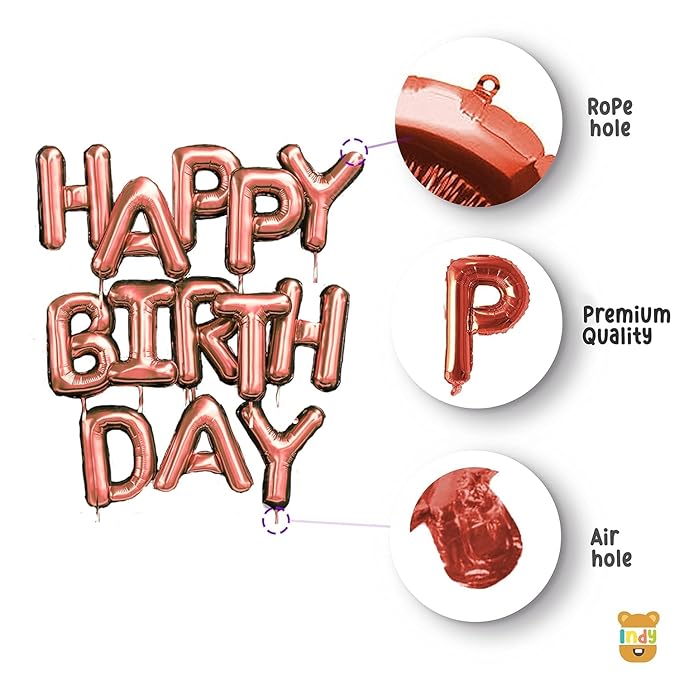 GLAZE&SHINE Happy Birthday Foil Balloons Banner – 13 Golden Letters, Reusable Metallic Alphabet Balloons, Decoration Set for Boys, Girls, Kids, Adults – 16 Inch Size (Silver) - Image 8