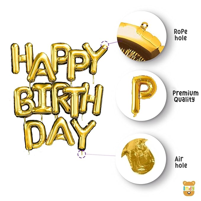 GLAZE&SHINE Happy Birthday Foil Balloons Banner – 13 Golden Letters, Reusable Metallic Alphabet Balloons, Decoration Set for Boys, Girls, Kids, Adults – 16 Inch Size (Silver) - Image 16