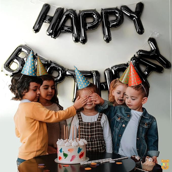 GLAZE&SHINE Happy Birthday Foil Balloons Banner – 13 Golden Letters, Reusable Metallic Alphabet Balloons, Decoration Set for Boys, Girls, Kids, Adults – 16 Inch Size (Silver) - Image 20