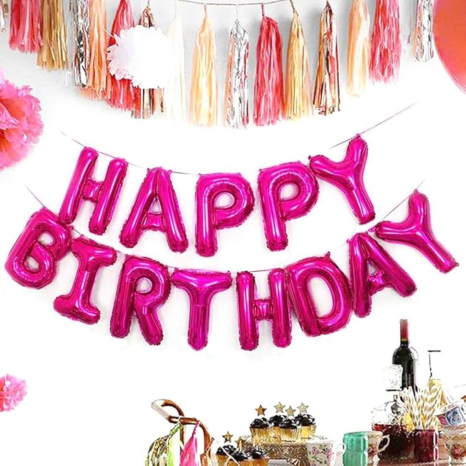 GLAZE&SHINE Happy Birthday Foil Balloons Banner – 13 Golden Letters, Reusable Metallic Alphabet Balloons, Decoration Set for Boys, Girls, Kids, Adults – 16 Inch Size (Silver) - Image 14