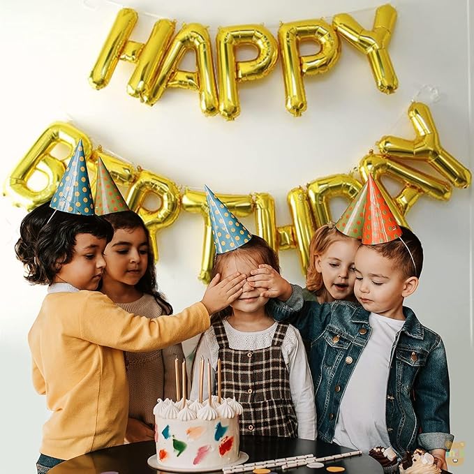 GLAZE&SHINE Happy Birthday Foil Balloons Banner – 13 Golden Letters, Reusable Metallic Alphabet Balloons, Decoration Set for Boys, Girls, Kids, Adults – 16 Inch Size (Silver) - Image 15