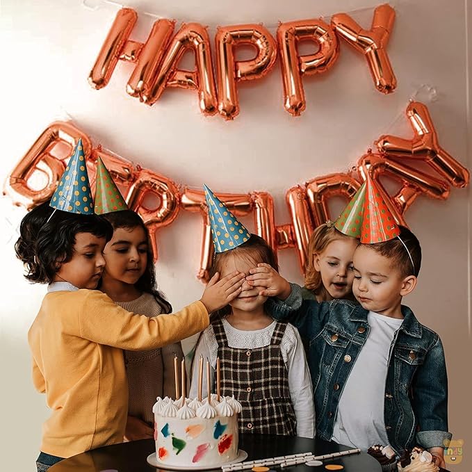 GLAZE&SHINE Happy Birthday Foil Balloons Banner – 13 Golden Letters, Reusable Metallic Alphabet Balloons, Decoration Set for Boys, Girls, Kids, Adults – 16 Inch Size (Silver) - Image 9